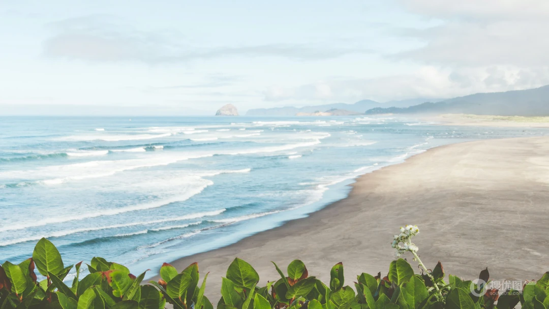 高清的大海海岸线风景，海边的悬崖礁石风景电脑壁纸
