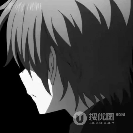 动漫男生，少年系列黑白头像，丧系黑白二次元漫画人物头像图片