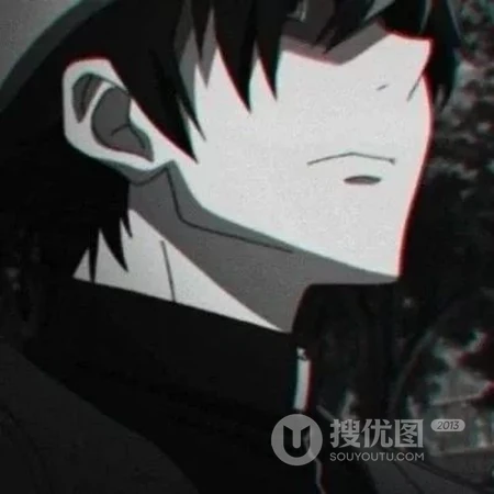 动漫男生，少年系列黑白头像，丧系黑白二次元漫画人物头像图片