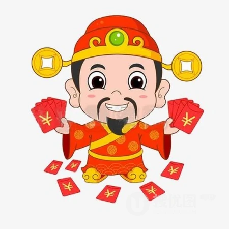 可爱卡通类好运，暴富，有钱，好运财神到头像图片