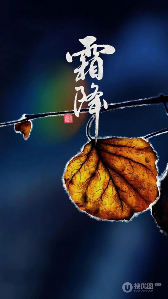 霜降文字图片，天干物燥，昼夜温差大，注意保暖~ 第1张