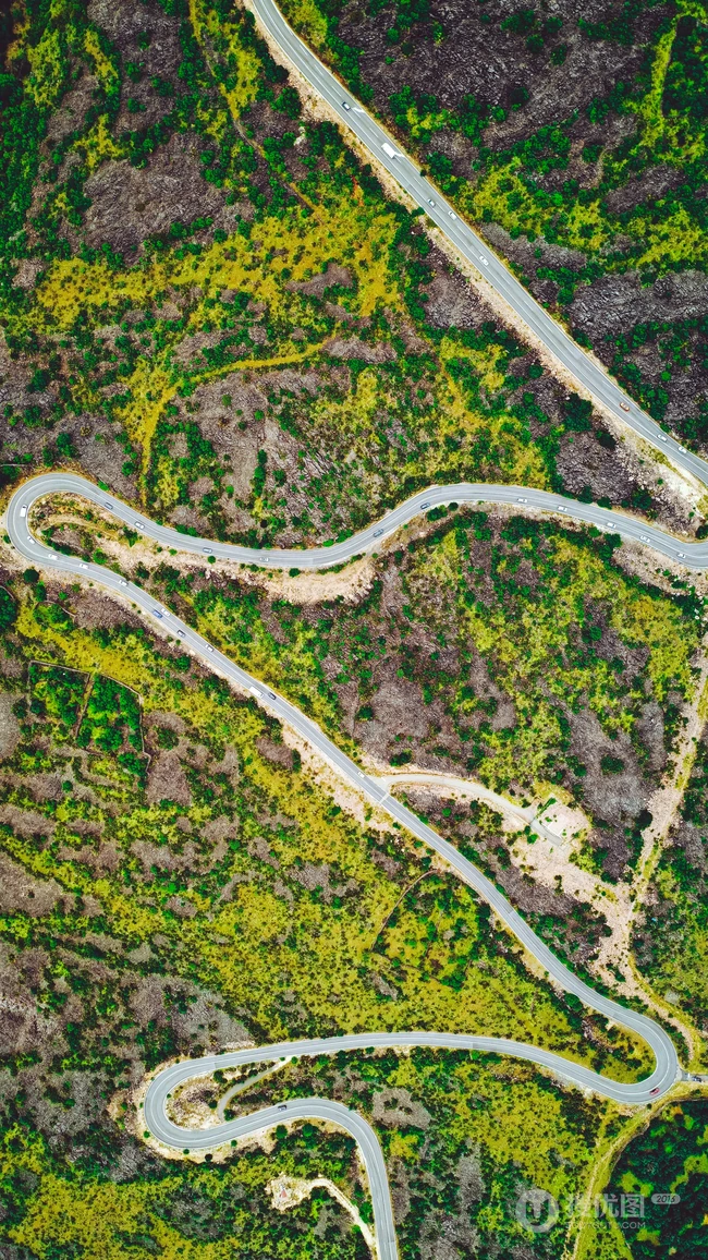 高清航拍森林河流，穿山公路等风景高清手机壁纸