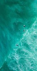 高清航拍海上的浪花风景手机壁纸图片