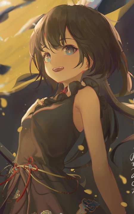 手绘非常好看的动漫少女插画手机锁屏壁纸