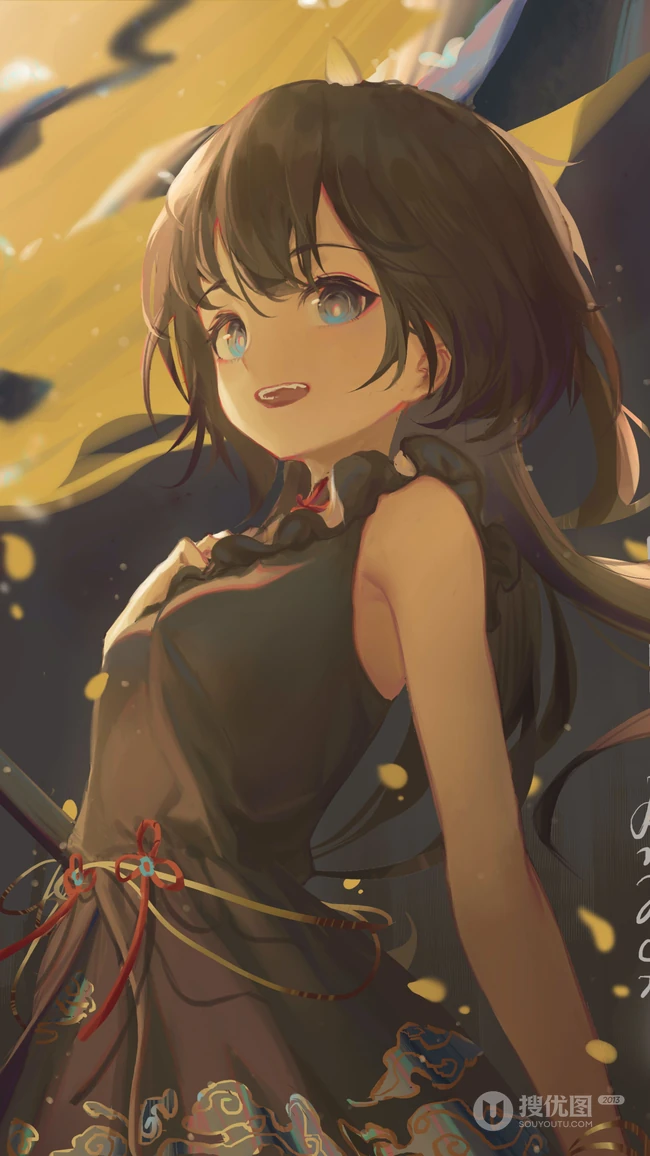 手绘非常好看的动漫少女插画手机锁屏壁纸