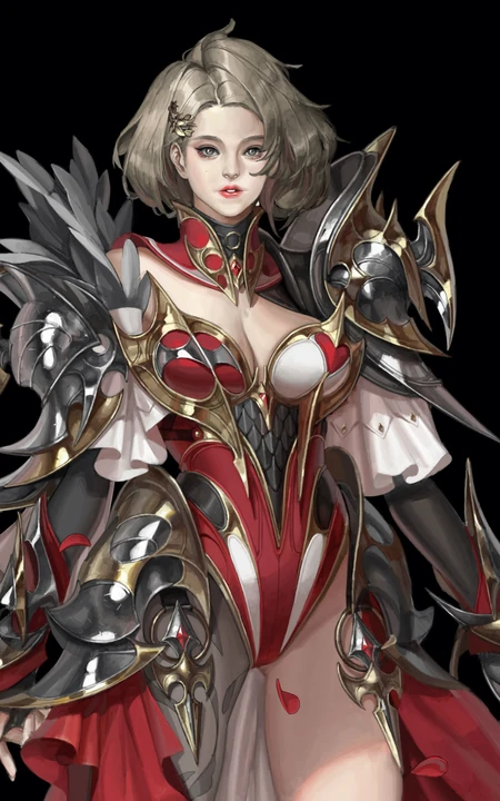 重装铠甲的动漫游戏女战士插画手机壁纸