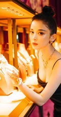 古力娜扎气质V领肩带黑裙着身显匀称气质线条活动写真照