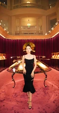 古力娜扎气质V领肩带黑裙着身显匀称气质线条活动写真照
