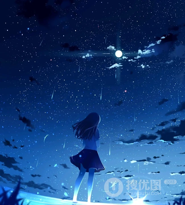 浪漫的天空，白云，星空，超美的二次元天空系列人物场景插画美图集锦