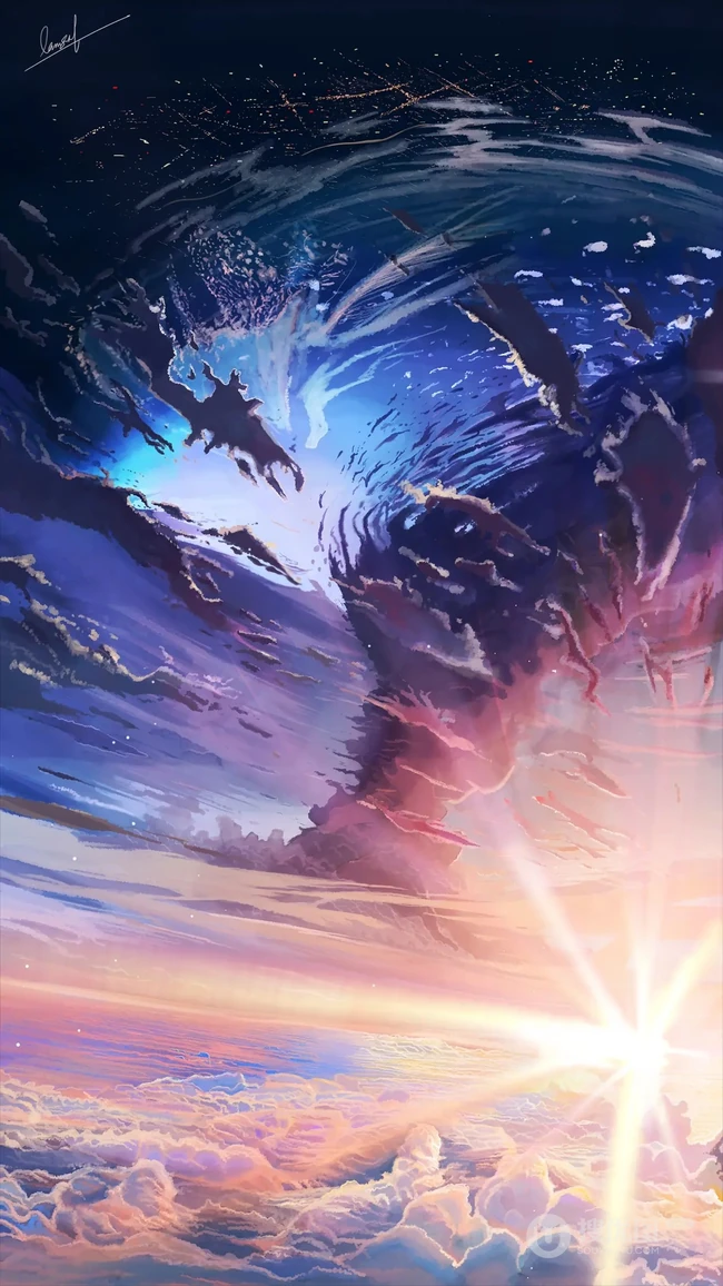 浪漫的天空，白云，星空，超美的二次元天空系列人物场景插画美图集锦