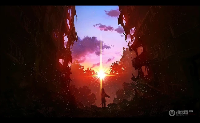 浪漫的天空，白云，星空，超美的二次元天空系列人物场景插画美图集锦