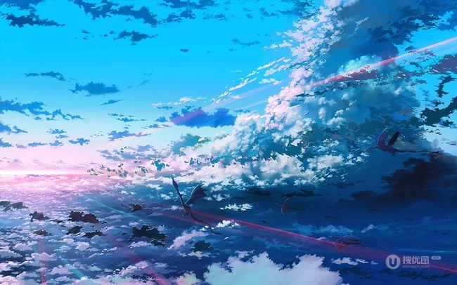 浪漫的天空，白云，星空，超美的二次元天空系列人物场景插画美图集锦