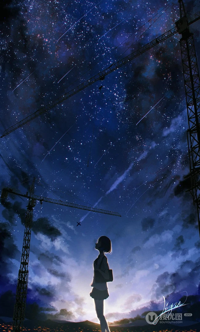 浪漫的天空，白云，星空，超美的二次元天空系列人物场景插画美图集锦