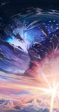 浪漫的天空，白云，星空，超美的二次元天空系列人物场景插画美图集锦