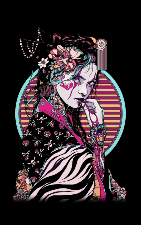 手绘传统和风动漫美女高清手机壁纸