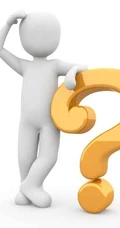 白色的3D小人和大大的立体问号设计图片