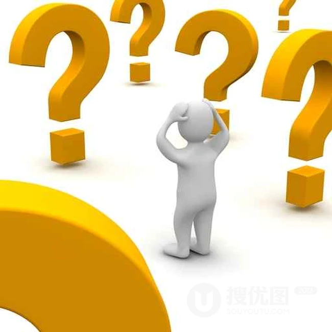 白色的3D小人和大大的立体问号设计图片