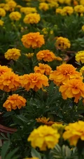 花团锦簇，花大、花期长，常用于花坛布景的万寿菊高清图片