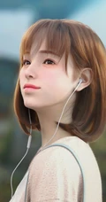 穿紧身衣听MP3的动漫美女手机壁纸