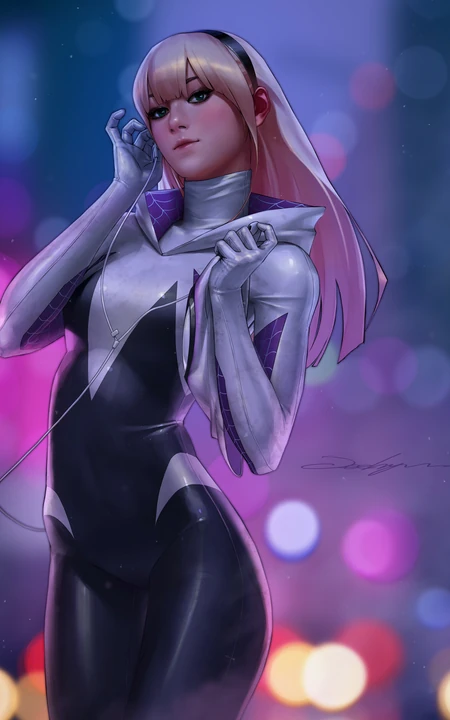 穿紧身衣听MP3的动漫美女手机壁纸