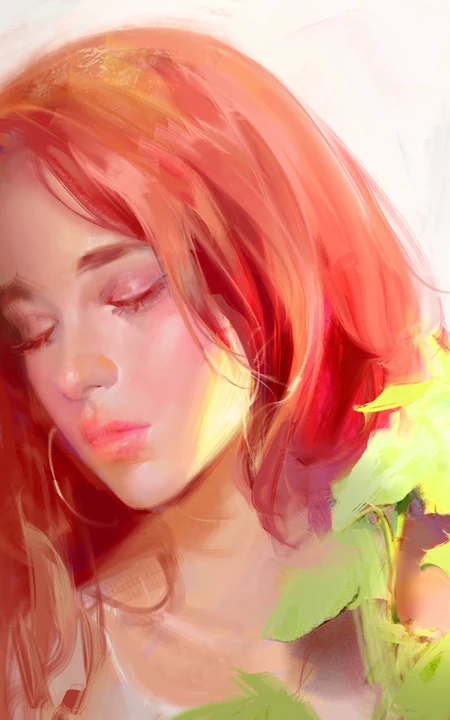 手绘近照人像插画手机壁纸推荐二