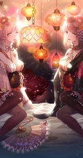 温暖的插画 灯光 灯笼 提灯少女 喜庆 动漫二次元喜庆节日和少女图片