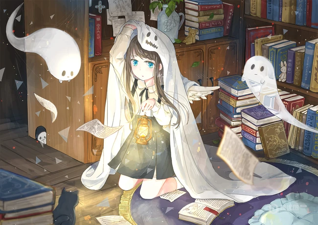温暖的插画 灯光 灯笼 提灯少女 喜庆 动漫二次元喜庆节日和少女图片