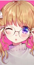 手托眼镜 甜美 可爱 学生妹 二次元动漫少女高清插画图片集