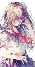 手托眼镜 甜美 可爱 学生妹 二次元动漫少女高清插画图片集