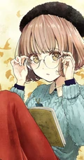 手托眼镜 甜美 可爱 学生妹 二次元动漫少女高清插画图片集