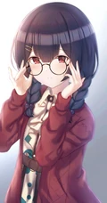 手托眼镜 甜美 可爱 学生妹 二次元动漫少女高清插画图片集