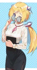 手托眼镜 甜美 可爱 学生妹 二次元动漫少女高清插画图片集