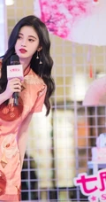鞠婧祎出席某活动，身着印花旗袍装，尽显清丽脱俗甜美气质美照