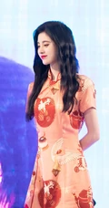 鞠婧祎出席某活动，身着印花旗袍装，尽显清丽脱俗甜美气质美照