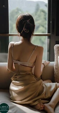 身材苗条 骨感 美肩 锁骨 美背气质肩带睡裙女生眼神迷离暗室内摄影照片
