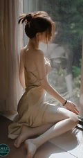 身材苗条 骨感 美肩 锁骨 美背气质肩带睡裙女生眼神迷离暗室内摄影照片