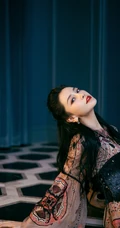 angelababy杨颖优雅复古印花公主裙唯美写真图片