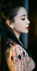 angelababy杨颖优雅复古印花公主裙唯美写真图片