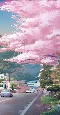 日系 日漫 屋舍 马路 铁网 白云 湖泊 城市等漫画动漫系列场景插画高清图片