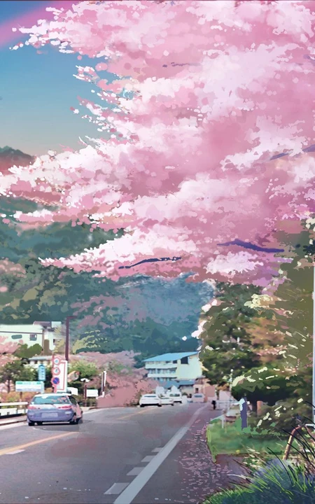 日系 日漫 屋舍 马路 铁网 白云 湖泊 城市等漫画动漫系列场景插画高清图片