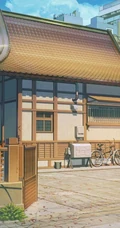 日系 日漫 屋舍 马路 铁网 白云 湖泊 城市等漫画动漫系列场景插画高清图片