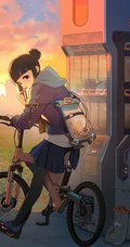 背着包包的二次元可爱，活力，甜美动漫学生妹少女精选高清插画图集欣赏