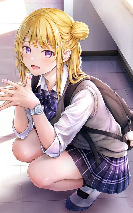 背着包包的二次元可爱，活力，甜美动漫学生妹少女精选高清插画图集欣赏