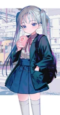 背着包包的二次元可爱，活力，甜美动漫学生妹少女精选高清插画图集欣赏