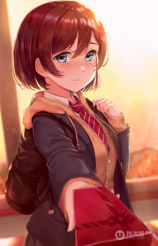 背着包包的二次元可爱，活力，甜美动漫学生妹少女精选高清插画图集欣赏
