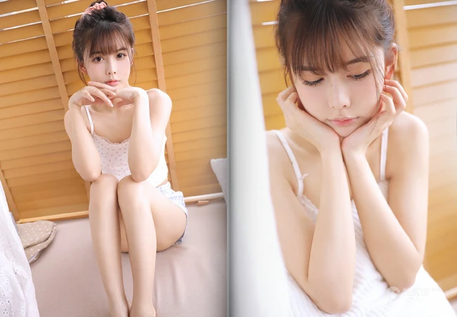 小脸蛋浅粉白皙大眼睛少女清纯甜美室内写真图集