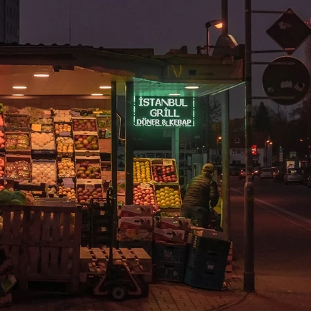 欧美某小镇唯美夕阳 夜景 街道温馨景色图片
