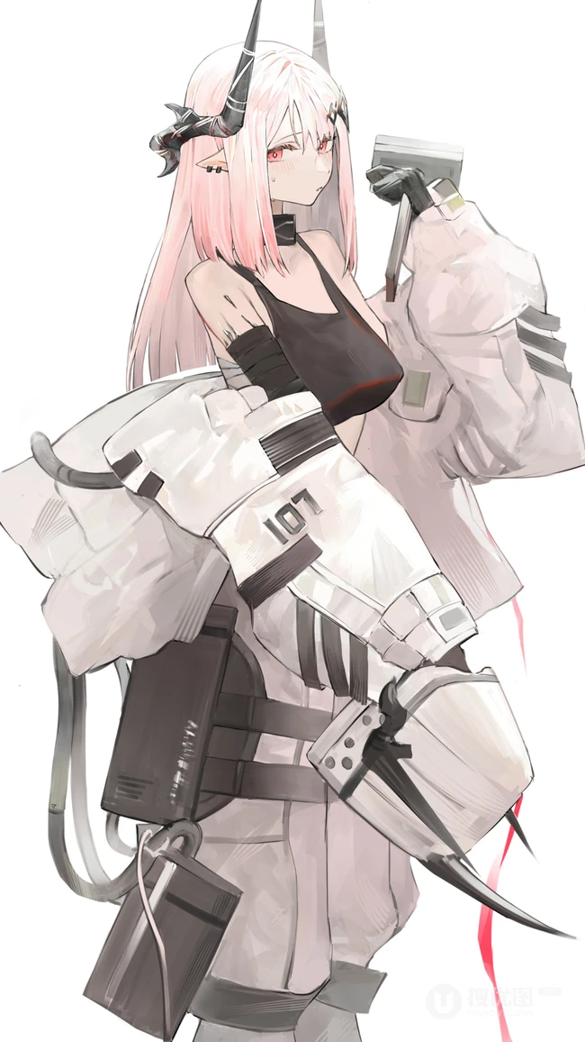 个性穿大衣拿锤子的动漫女生高清手机壁纸