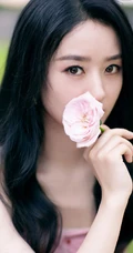 赵丽颖气质靓丽粉衣波点礼裙公主裙超美户外写真照片