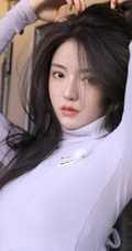 长发及腰高颜值精选少女蓝色紧身连衣裙高筒靴穿搭气质写真集